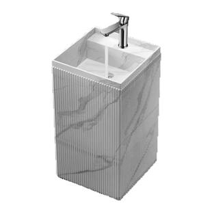 酒店民宿人造石立柱盆一体式洗脸盆方形个性立柱盆洗漱盆柱盆方