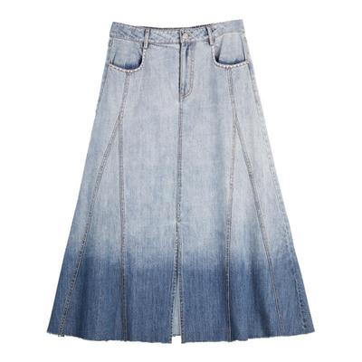 ELLE复古蓝色渐变牛仔半身裙