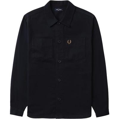 FRED PERRY男士休闲衬衫冬季纯色麦穗刺绣双口袋长袖衬衣M6627