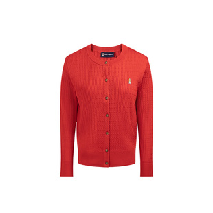 【新年马上旺】暇步士女装红色毛衣春冬圆领气质羊毛绞花开衫线衣