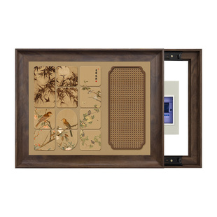 竹子宋式美学电表箱遮挡盒挂画配电箱装饰画花鸟图电闸箱遮丑盖板