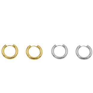 PAUSAANN s925 极简经典粗圆环通勤金银耳圈