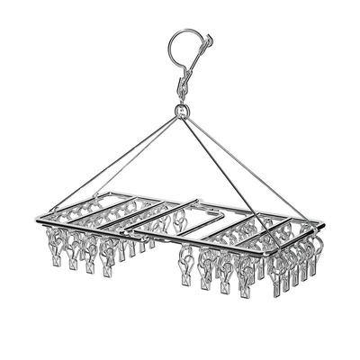 顺艺不锈钢可折叠多夹子晾衣架