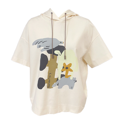 容子木ROSEMOO25春夏商场同款棉感轻薄针织印花连帽T恤RSS1TC407D