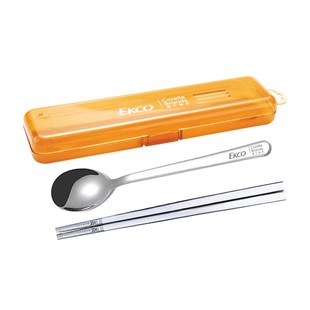 康宁304不锈钢餐具带盒便携筷子勺子三件套装上班族学生收纳盒