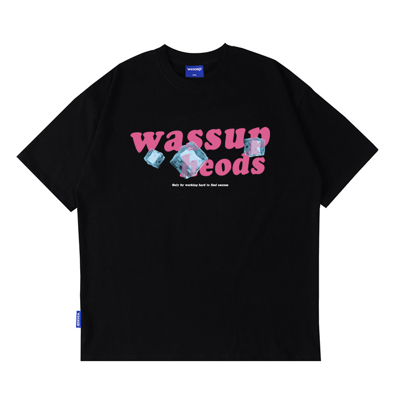夏季字母潮牌短袖WASSUP
