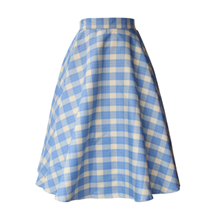 JUJU定制新款港风格子半身裙赫本风a字裙法式收腰大摆裙气质女夏