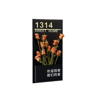 门牌定制门牌号高级感轻奢创意插花号码牌家用2026年家庭别墅入户房间门口欢迎回家门外布置装饰挂牌门上房号