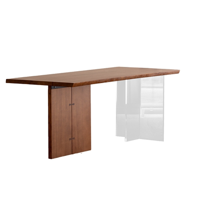 木一生｜几何桌-胡桃色｜白蜡木实木原木中古风极简桌子书桌餐桌