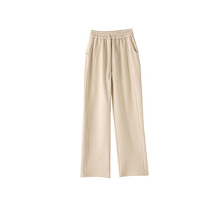 青少年初中高中女生秋冬加绒裤子冬天宽松直筒防风阔腿运动休闲裤