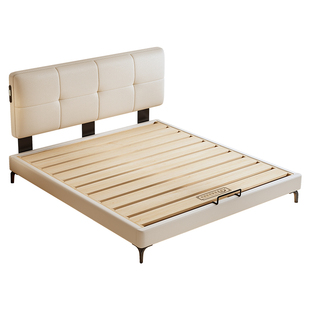 纯实木榫卯床伸缩床头小户型齐边薄床头静音互不干扰可定制排骨架