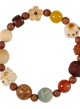 多财多宝菩提十八籽炭烧五福猫萌猫爪原创国潮气质百搭男女款手串