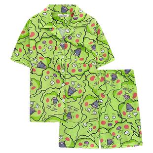 可爱搞怪灵能百分百小酒窝卡通睡衣女夏季短袖短裤纯棉ins家居服