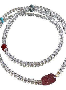 新品88折】三圈草莓貔貅白水晶多圈手链小众设计感招桃花手串百搭