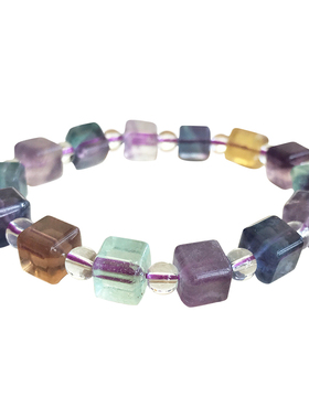 萤石方形单圈水晶饰品礼物手串