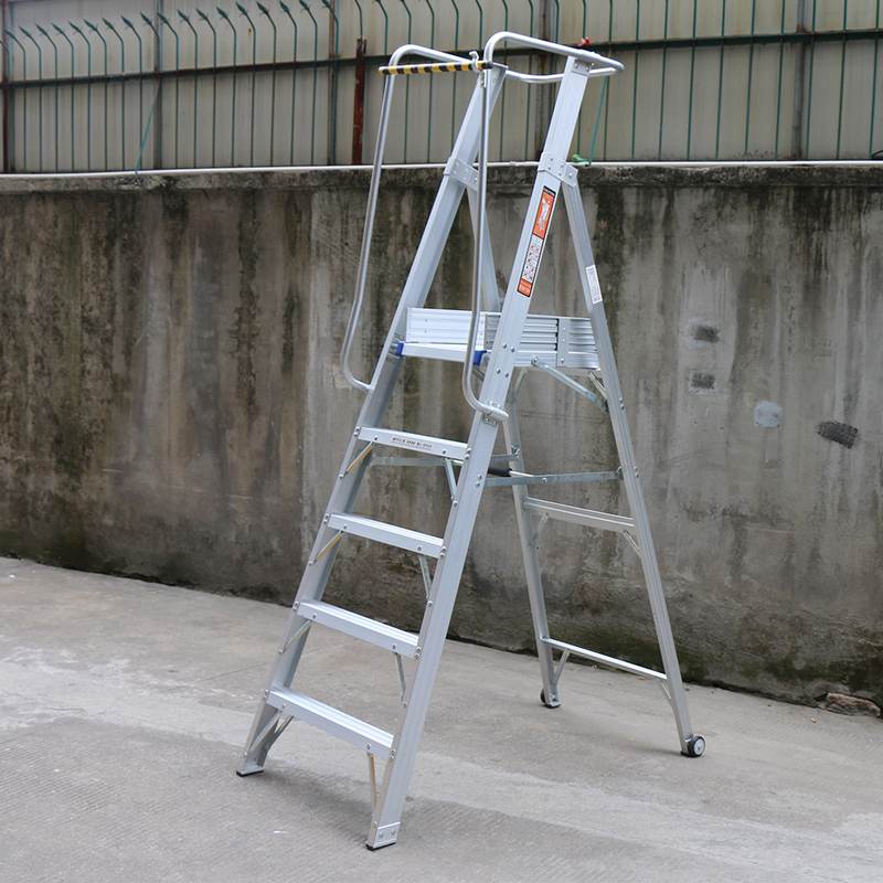 铝合金安全工作梯围栏平台梯扶手折叠工程人字梯子登高梯货架梯