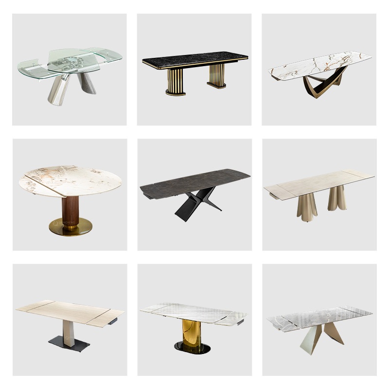 岩板餐桌可伸缩家用高端意式极简折叠餐桌椅轻奢高级感2025新款