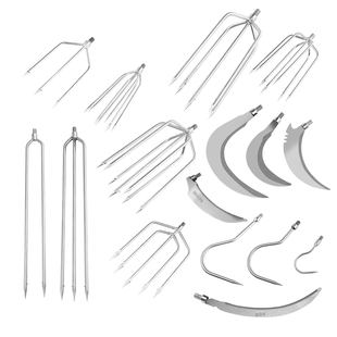 多功能镰刀超硬带杆大渔叉大倒刺不锈钢鱼叉头 叉鱼插钢叉神器