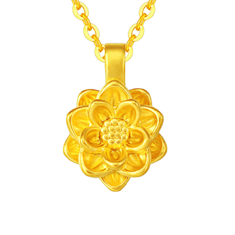 天美珠宝足金999莲花吊坠百搭