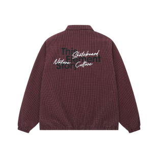 美国ELEMENT滑板夹克男春季酒红色宽松复古格纹印花正肩防风外套