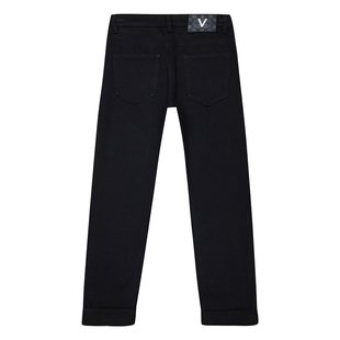 黑色牛仔裤男款秋季轻奢欧版直筒宽松休闲修身小脚九分裤冬季厚款