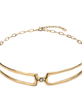 西班牙专柜采购UNOde50 镶钻托帕石几何项链项圈手工欧美轻奢正品