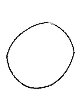 简约轻奢高级感黑色米珠银珠项链