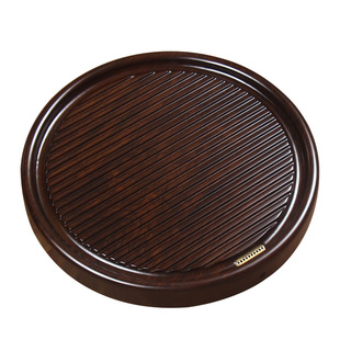 黑檀木原木茶盘圆形整块实木功夫茶具茶台大小号家用简约排水托盘