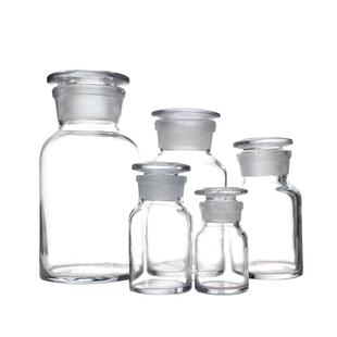 玻璃广口试剂瓶透明茶色带盖无铅加厚密封固体瓶磨口展示瓶化学实验广口瓶Transparent Reagent Bottle