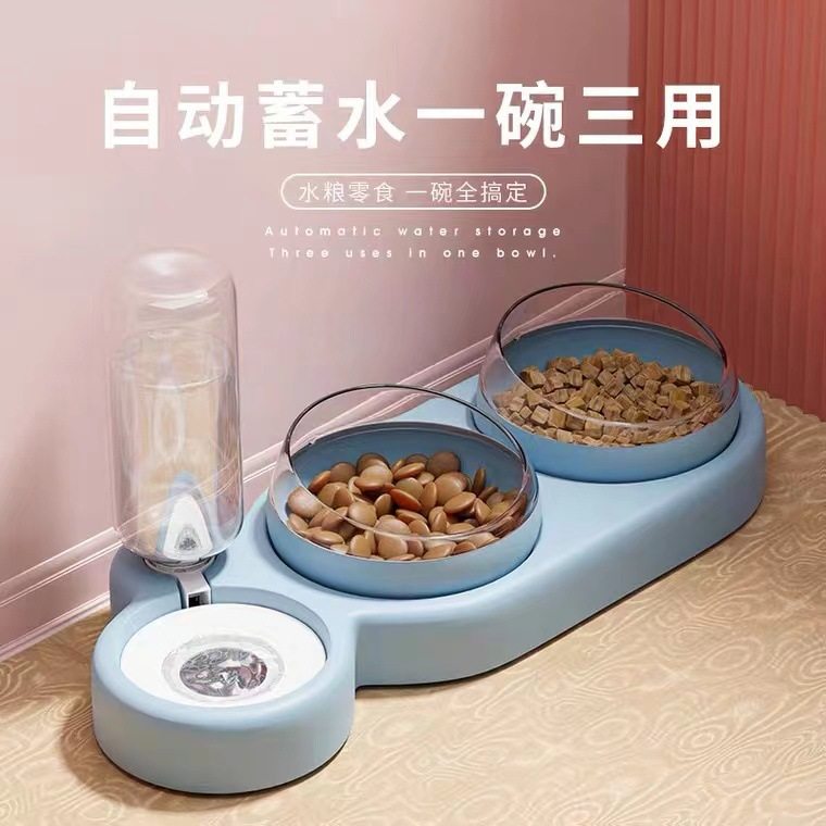 新品 喵咪双碗自动宠物碗喂食器狗狗饮水器猫盆狗碗猫碗猫猫用品