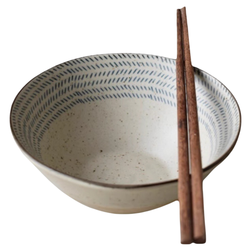 手作燕麦碗粗陶青花早餐碗