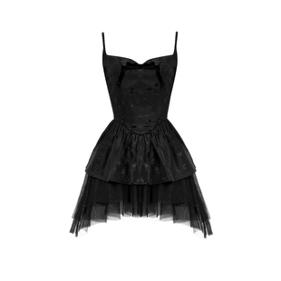 VOCK 浮梦幻夜 暗黑浪漫情人节不规则收腰显瘦吊带连衣裙闺蜜礼裙