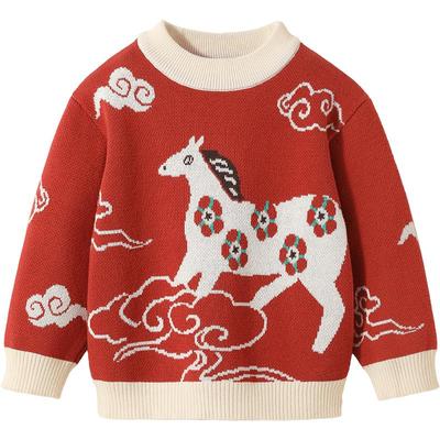 贝肽斯儿童新年毛衣开衫秋冬新款