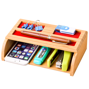 工厂直销办公桌面收纳盒木质办公室置物架文具用品文件杂物整理盒