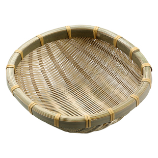 手工竹编果篮 圆形青蔑收纳筐 家用洗菜篮子 小竹筐 淘米篮馒头筐