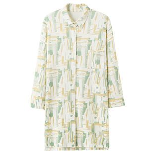 2025年睡裙女春秋季纯棉长袖可爱连衣裙子性感衬衫家居服睡衣秋天