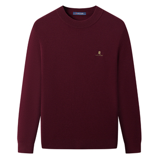 [加厚可机洗羊毛]梦特娇纯羊毛衫男士秋冬圆领精纺毛T恤针织毛衣J