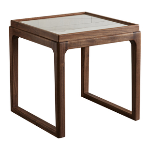 yamoo北美黑胡桃木角几北欧实木岩板边几家用客厅沙发创意小边桌