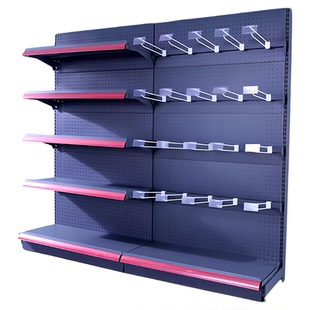 超市洞洞板货架单双面工具展示架文具饰品手机配件挂架便利店货架