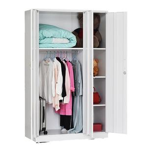 铁皮衣柜家用储物收纳阳台柜子办公室用杂物柜带锁员工挂衣柜定制