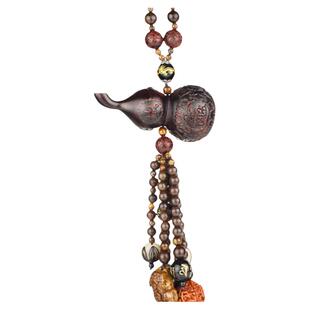 汽车内吊坠桃木车载挂件车用后视镜葫芦高档保平安福饰品男士大气