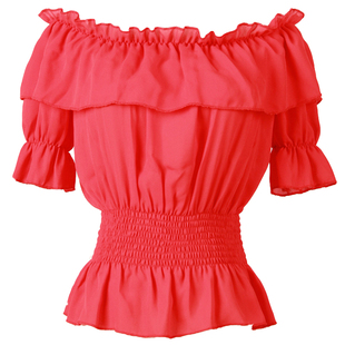 bf一字肩上衣超仙女t恤甜美一字领性感露肩荷叶边宽松短袖雪纺衫T