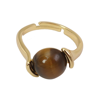 DSTYLE欧美设计感素圈虎眼石戒指