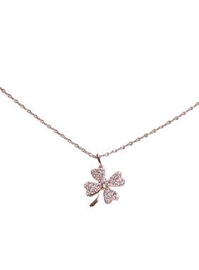 s925纯银镶钻四叶草四叶草锁骨链