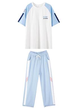 2024夏季撞色拼接休闲套装绣花