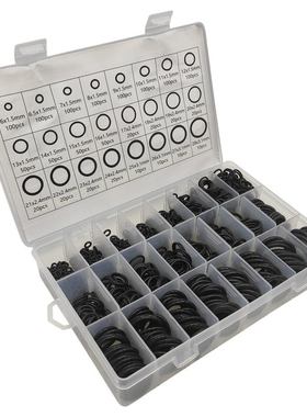 1200pcs 黑色耐高温丁晴胶密封圈橡胶O型圈 防水密封圈组套