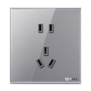 公牛钢化玻璃开关五孔插座16a大师面板家用奶油风墙壁G51灰