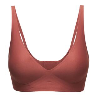 以桃果冻条无痕舒适内衣女无钢圈低V防下垂胸大显小薄款纯色胸罩