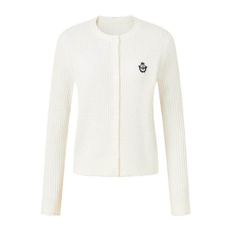 【秋季新品】GOLDEN BEAR/金熊2026年女士细绞花长袖针织开衫