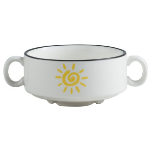 陶瓷双耳粥碗蒸蛋烘培炖盅单只儿童创意汤羹碗甜品沙拉布丁家用碗